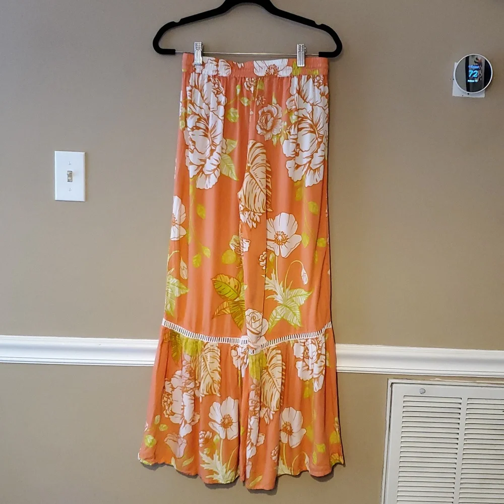True Destinations Resort Wear Flare Pants Beach Wear In Floral Size S - Picture 2 of 8